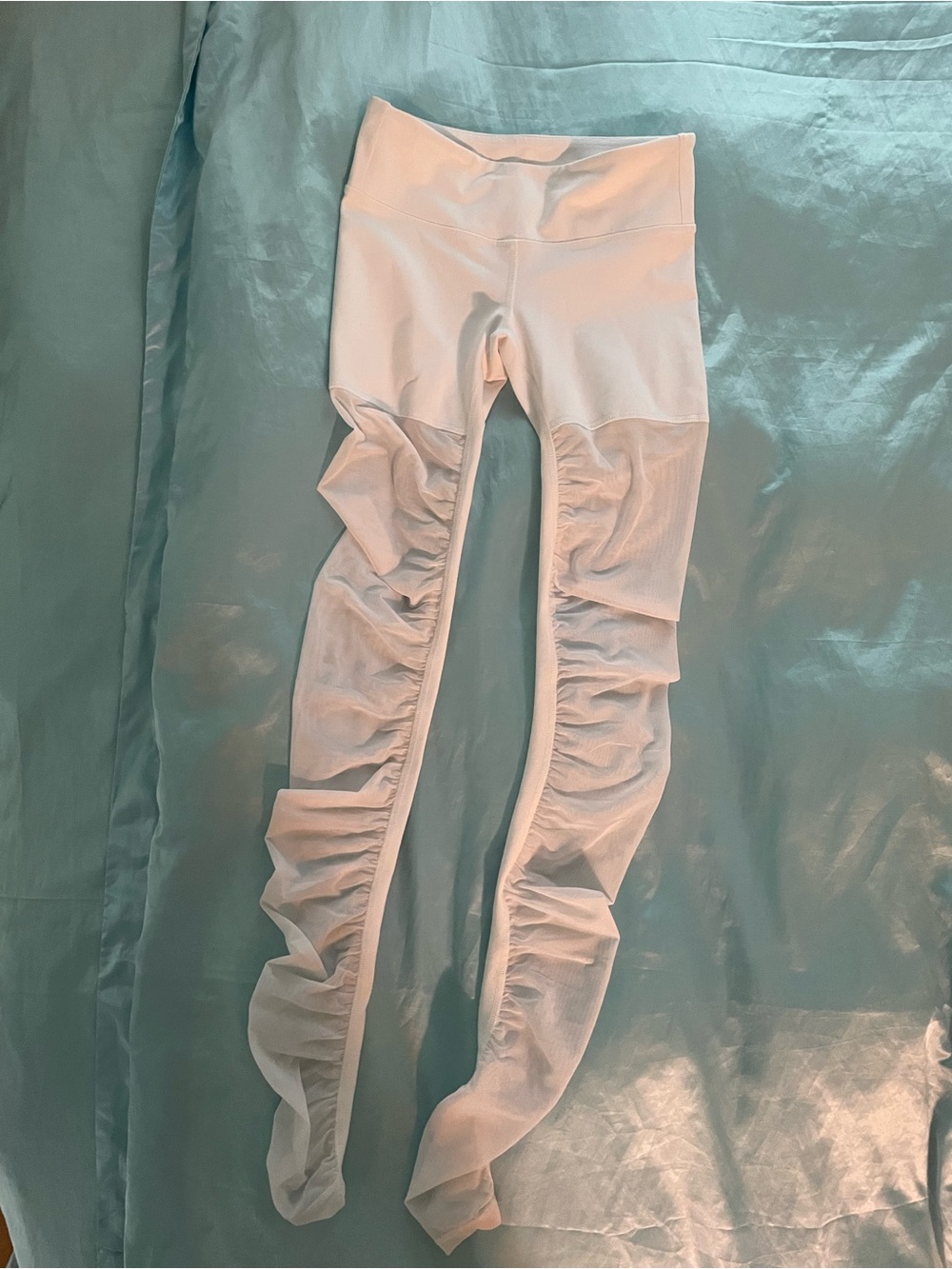ALO Ruched Mesh White Leggings - size small